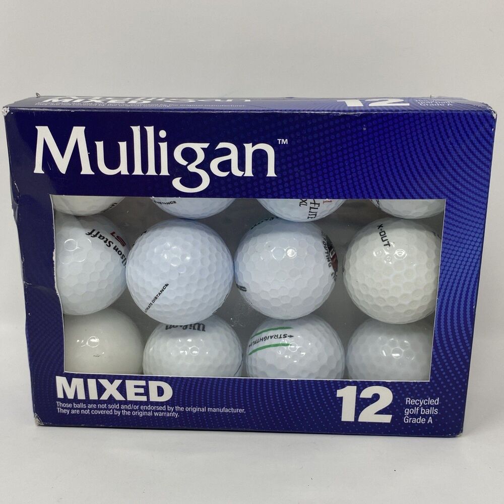 Mulligan Recycled White Golf Balls Mixed 12-Pack